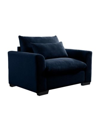 Blue Corduroy Deep Seat Sofa Chair with Pillow