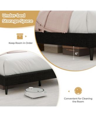 Queen Size Upholstered Bed Frame with Nailhead Trim Headboard-Queen Size