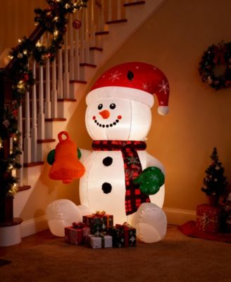 4FT Inflatable Lighted Snowman with Hat and Bell, Christmas Yard Decoration with Built-in LED Lights, Blower, and Stakes