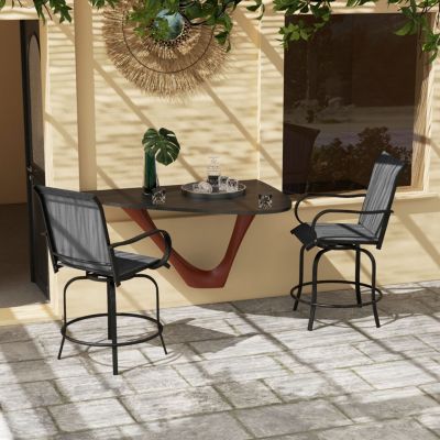 Outdoor Swivel Bar Stools with Armrests, 2-Pack