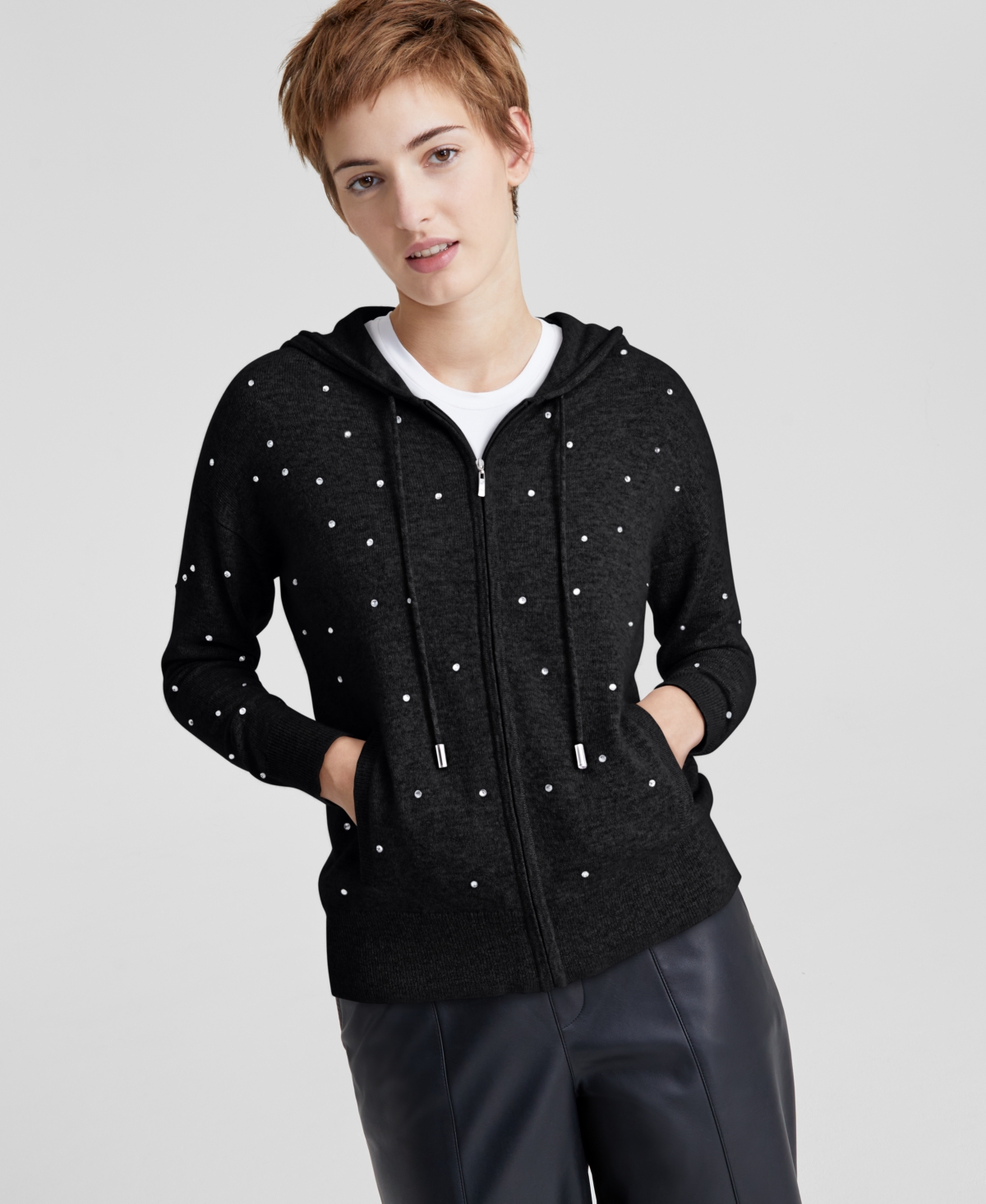 Macy's black cashmere sweater top