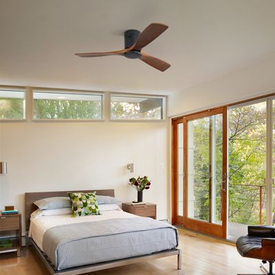 52" Flush Mount Wood Ceiling Fan Without Lights