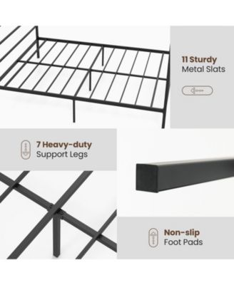 Queen Size Metal Canopy Bed Frame with Slat Support-Queen Size