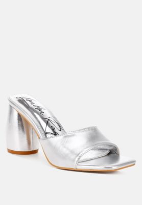 Womens Bumblin Metallic Faux Leather Slip On Sandals