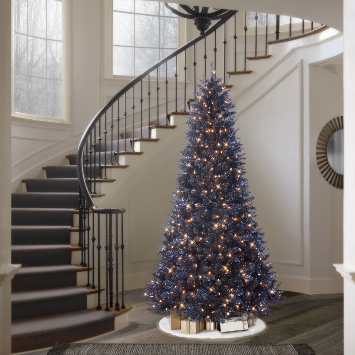 Puleo 7.5-ft. Gilford Pine Tree With 500 Clear Lights & Stand In Dark Blue