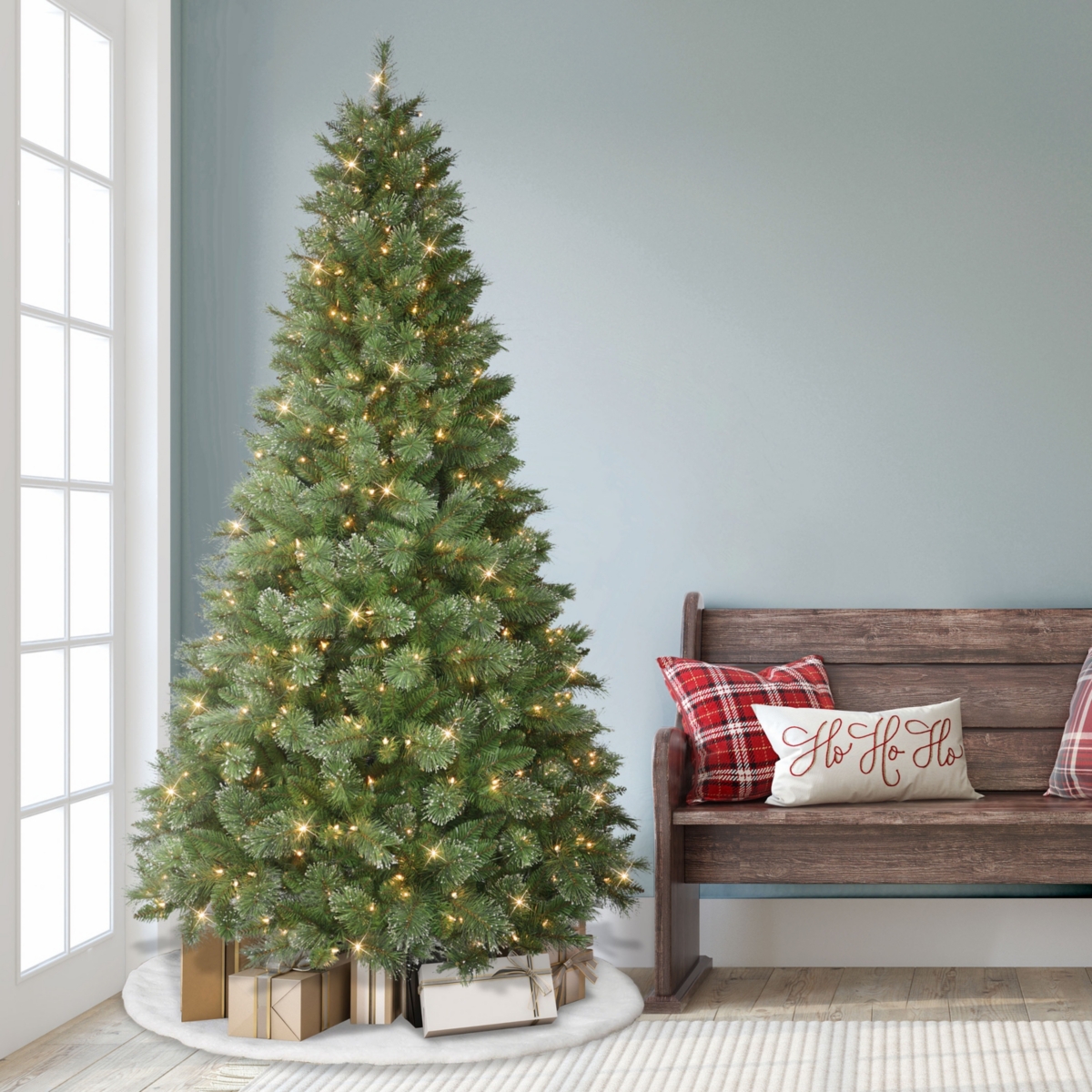 Puleo 7.5-ft. Medium Green Tree With 500 Clear Lights & Stand In Green