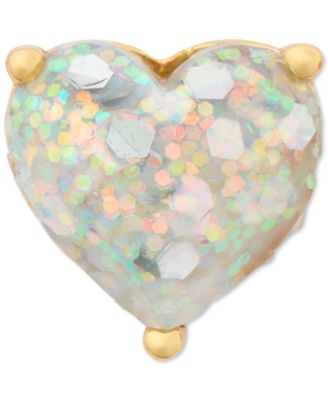 Gold-Tone Stone Heart Stud Earrings