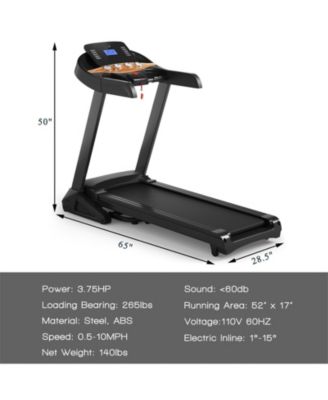 3.75HP Electric Folding Treadmill with Auto Incline 12 Program APP Control