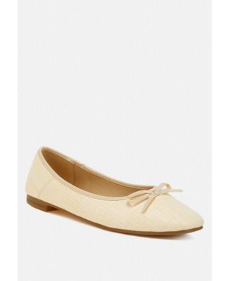 Womens Paper Rings Raffia Ballet Flats
