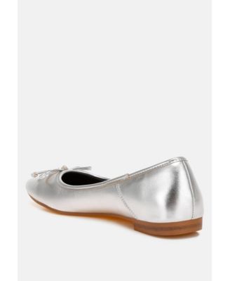 Womens Ipara Bow Detail Metallic Ballerinas