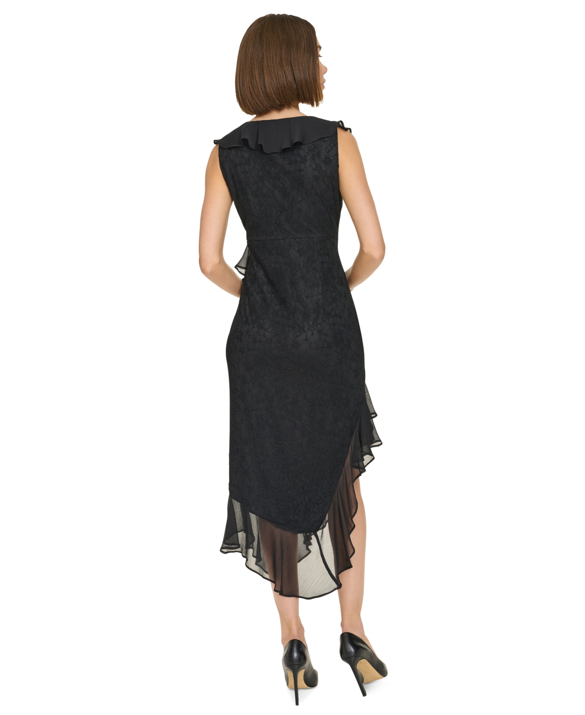 Tommy Hilfiger Women's Chiffon-Ruffled Lace Dress