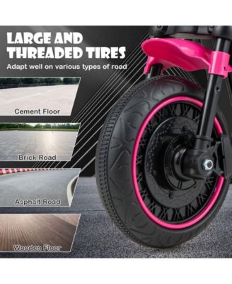 Kids Electric Motorcycle with Training Wheels and LED Headlights-Pink