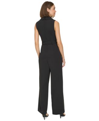 Women's Sleeveless Belted Jumpsuit
