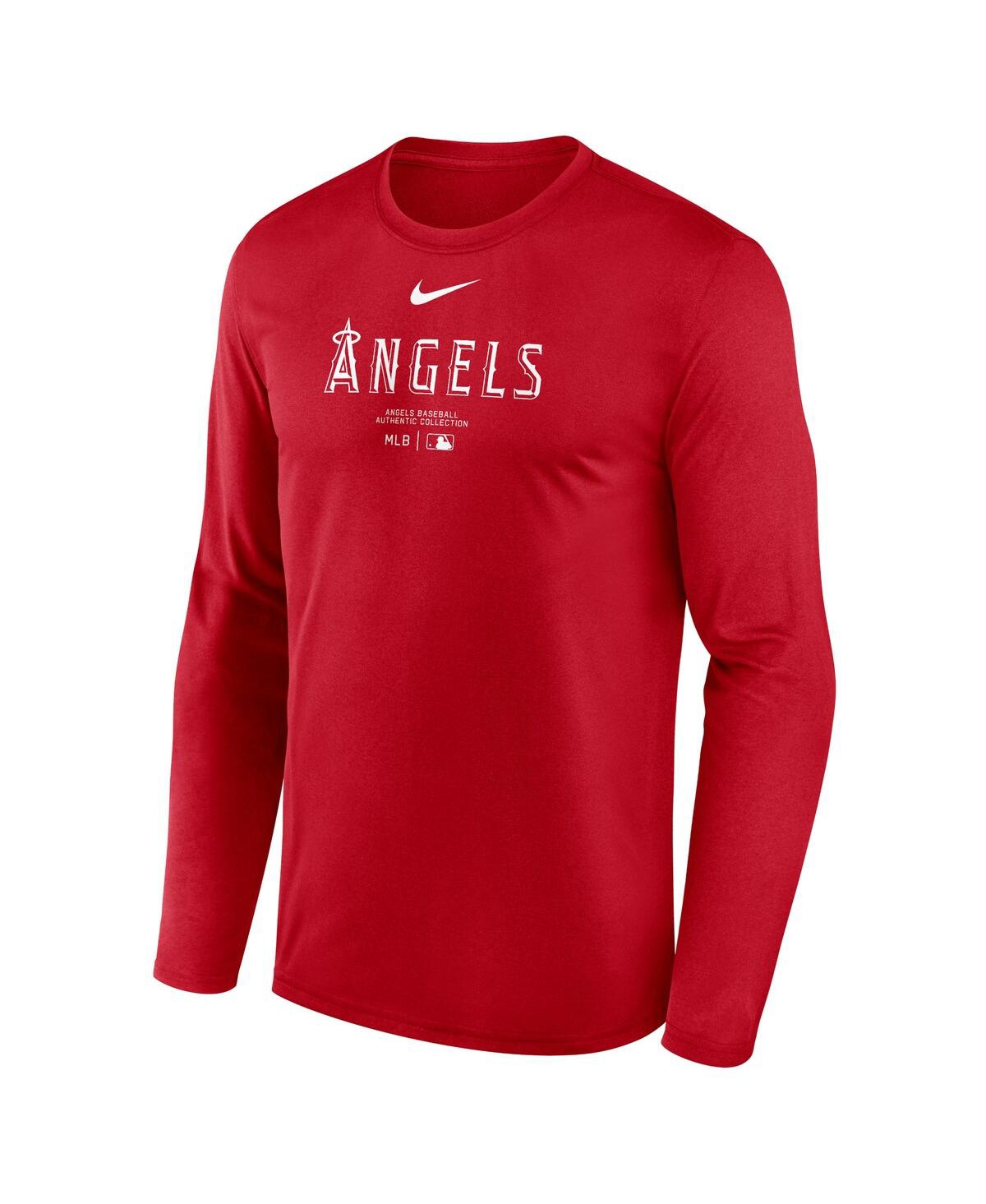 Nike Men'sLos Angeles Angels Authentic Collection Practice Performance Long Sleeve T-Shirt - Red