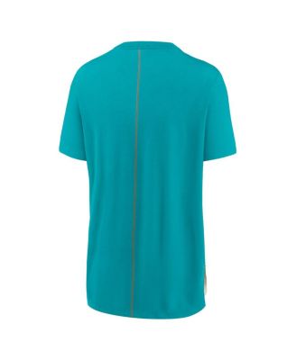 Women's Cream/Aqua Miami Dolphins Wordmark Tri-Blend T-Shirt