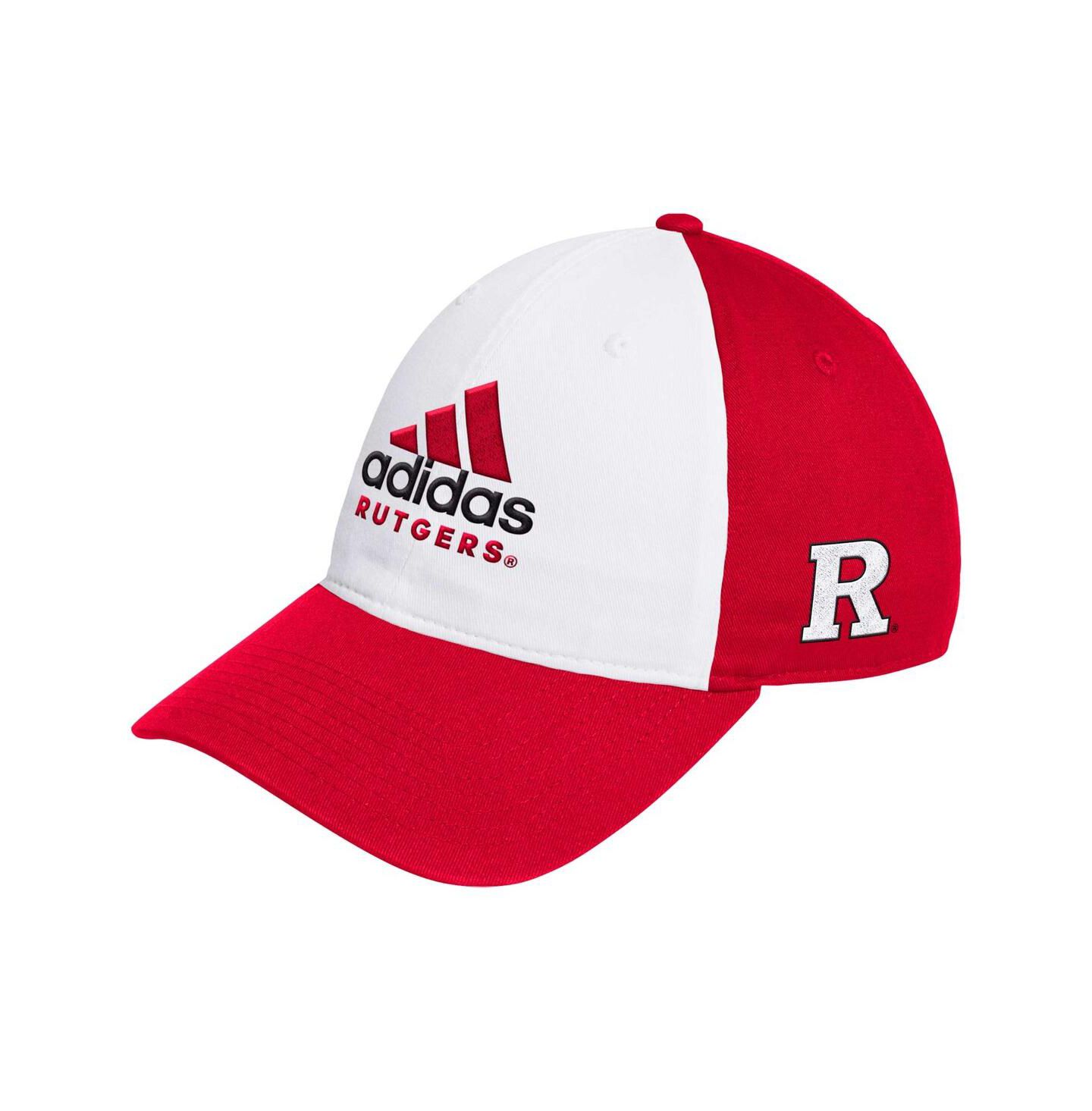 Мужская кепка adidas White/Scarlet Rutgers Scarlet Knights Slouch Adjustable Hat — фото 1