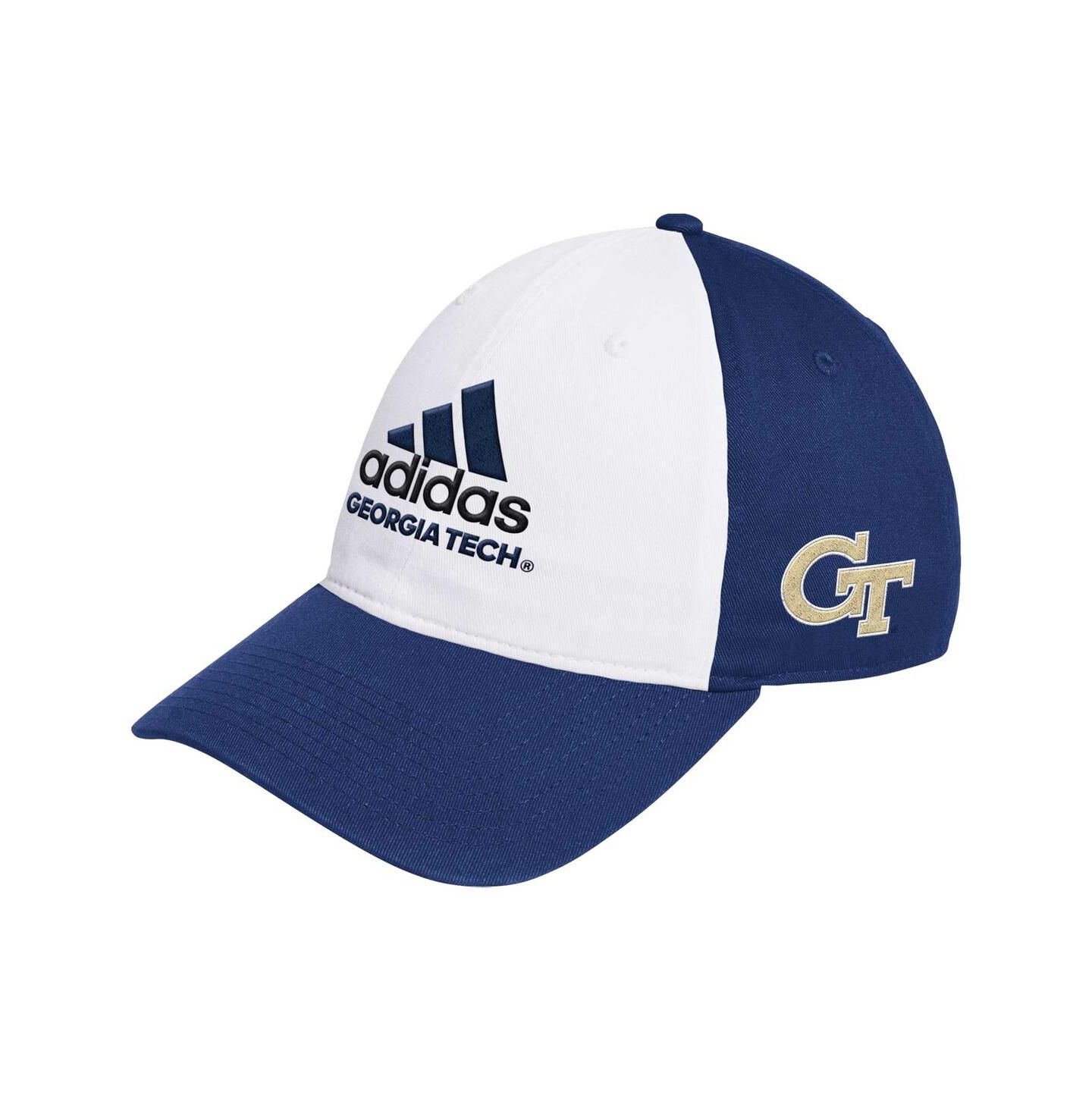 Мужские головные уборы adidas White/Navy Georgia Tech Yellow Jackets Slouch Adjustable Hat — фото 1