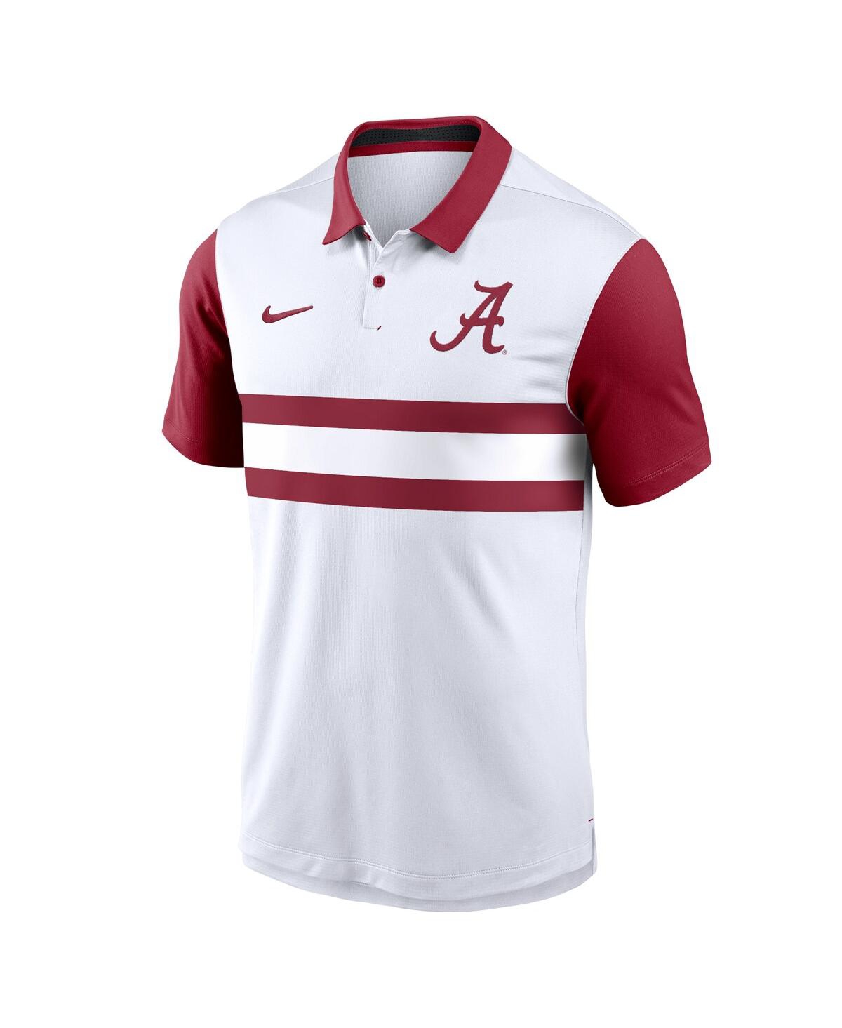 Nike Men'sAlabama Crimson Tide Primetime Campus Vapor Performance Polo - White, Crimson