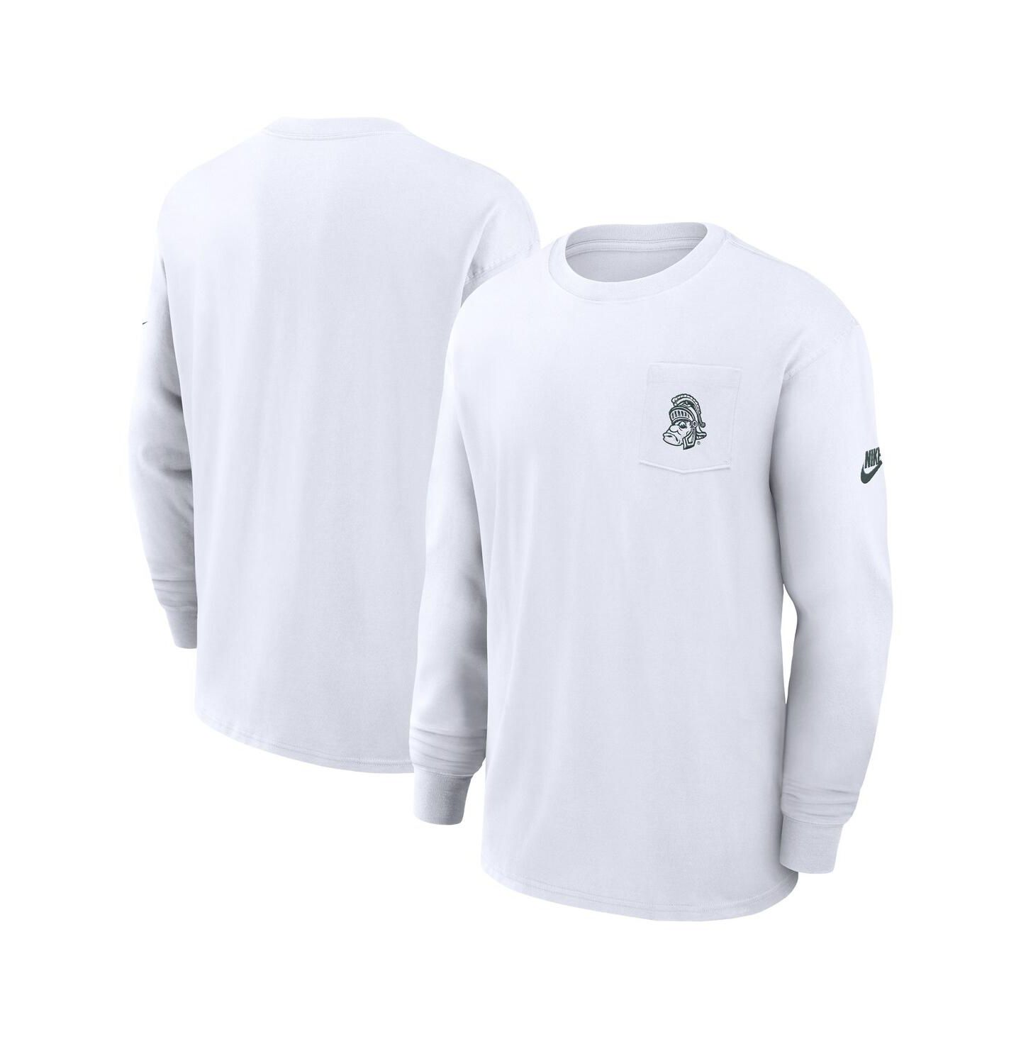 Мужская футболка Nike White Michigan State Spartans Legacy Max90 Pocket Long Sleeve — фото 1
