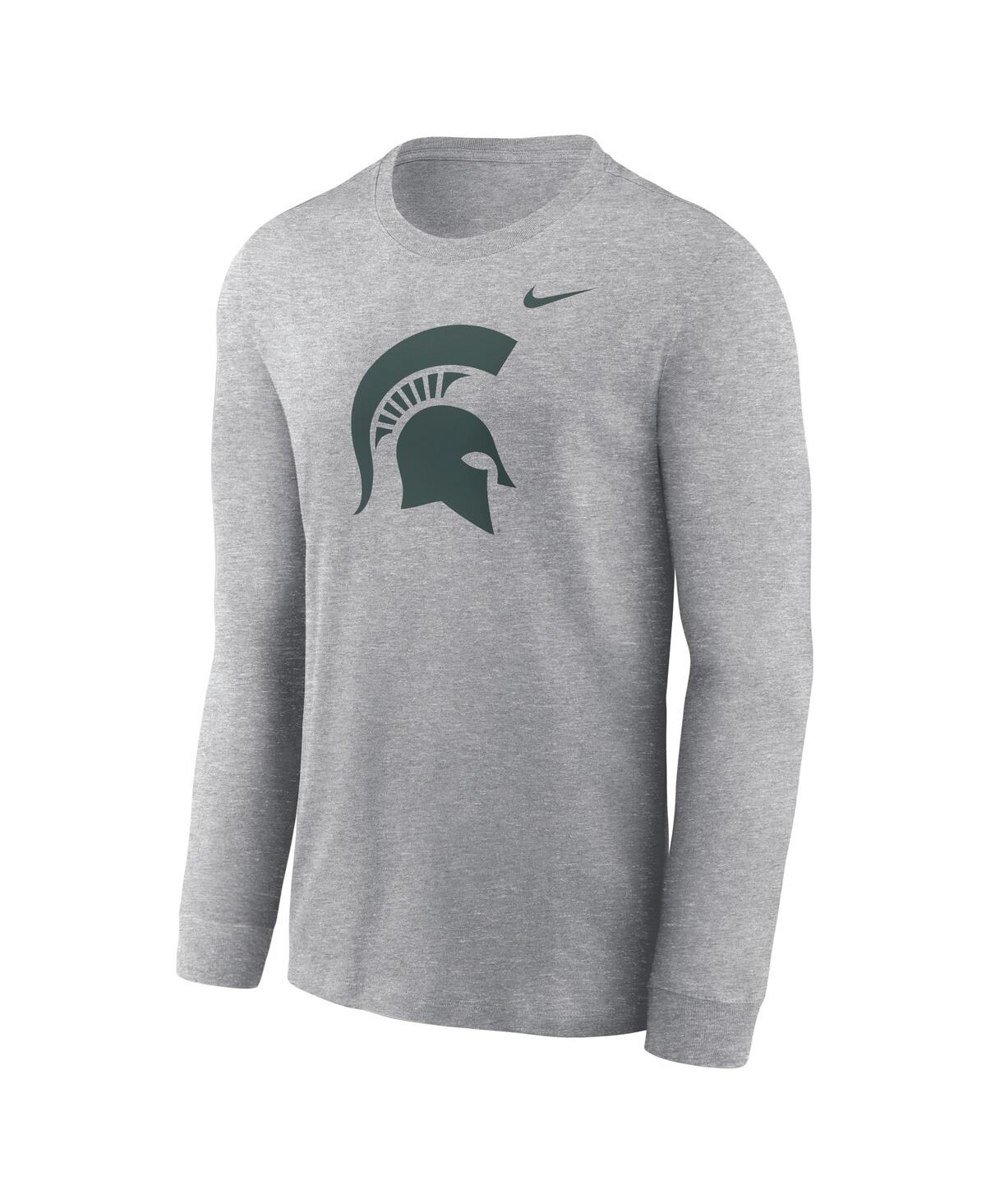Nike Men's Heather Gray Michigan State Spartans Primetime Evergreen Fleece Pullover Sweatshirt In Heather Gray