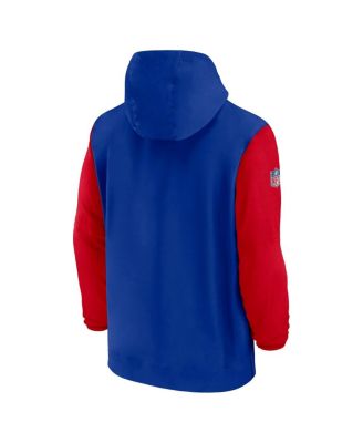 Men's Royal/Red Buffalo Bills 2024/25 Sideline Pre-Game Player 1/2-Zip Hoodie Jacket