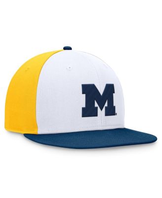 Men's White/Navy Michigan Wolverines Tri-Tone Heritage Collector Fitted Hat