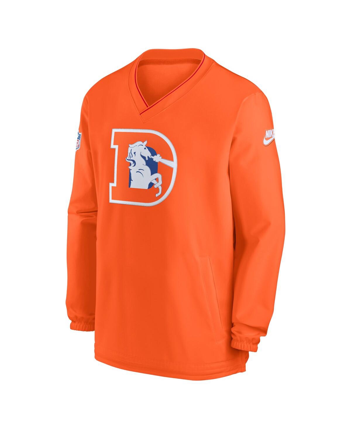 Nike Men'sDenver Broncos Throwback Logo Long-Sleeve V-Neck Windshirt - Orange