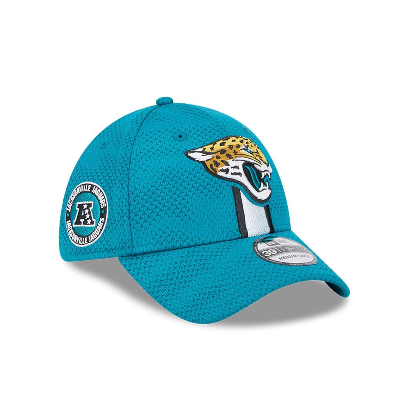 Мужская кепка New Era Teal Jacksonville Jaguars 2024 Sideline 39THIRTY Flex Hat — фото 4