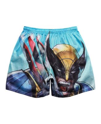Men's Light Blue Deadpool Wolverine Claws Retro Shorts
