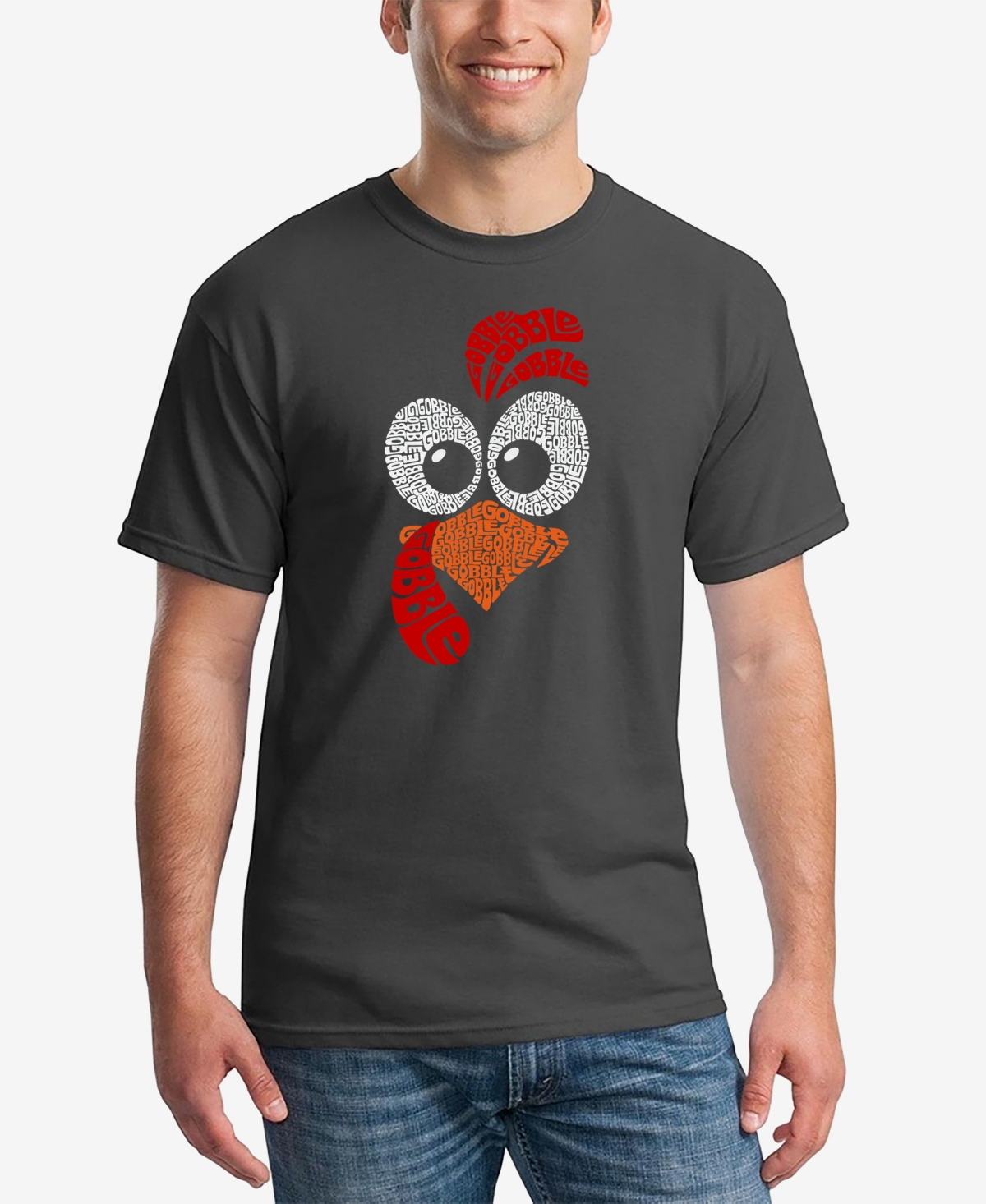 Shop La Pop Art Men's Turkey Face Word Art T-shirt In Dark Grey