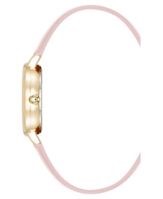 Women's Quartz Easy to Read Pink Leather and Gold-Tone Alloy Metal Watch, 32.5mm