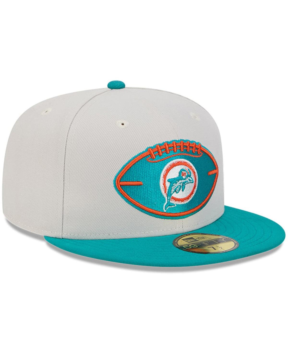 New Era Men'sAqua Miami Dolphins 2024 Sideline Historic 59FIFTY Fitted Hat - Stone, Aqua