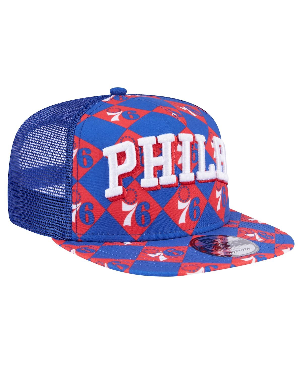 New Era Men's Royal Philadelphia 76ers Seeing Diamonds A-frame Trucker 9fifty Snapback Hat In Royal