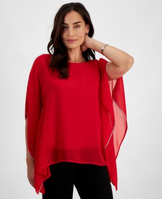 売れ筋商品|||ジェイエムコレクション カットソー トップス レディース Petite Printed Poncho Top, Exclusively at Macy's Eggnog Combo JM Collection Petite Printed Poncho Top, Created for Macy's