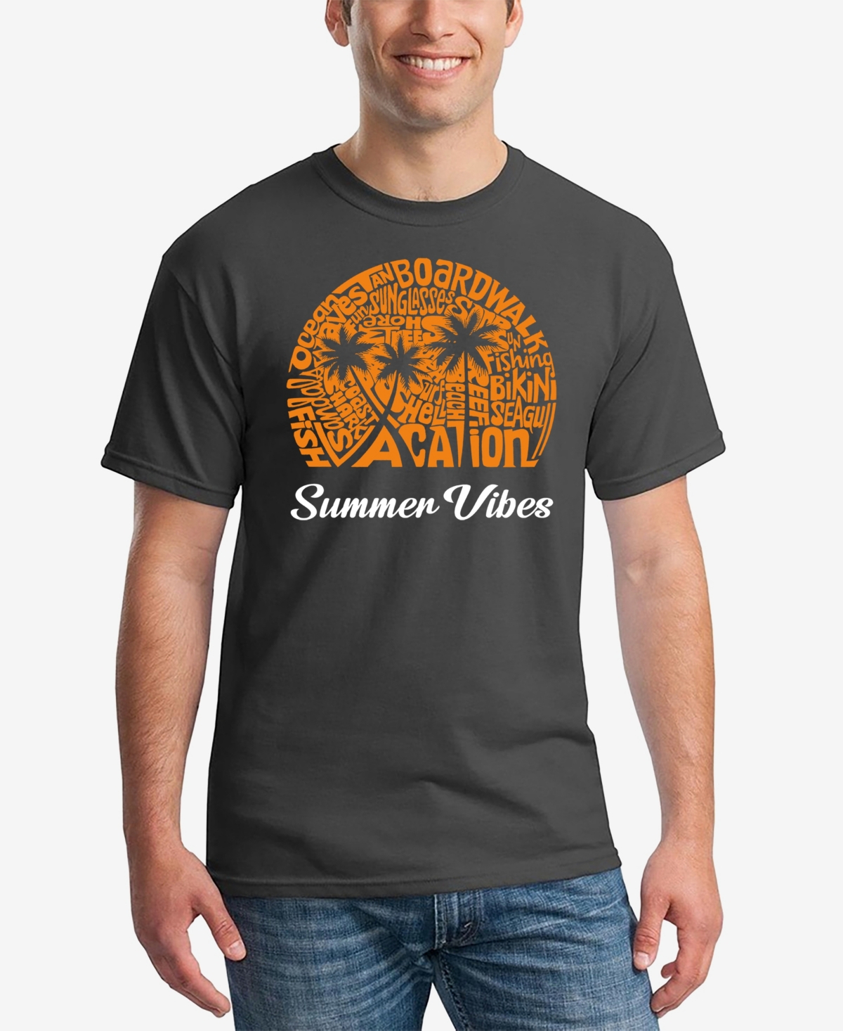 La Pop Art Men's Summer Vibes Word Art T-Shirt