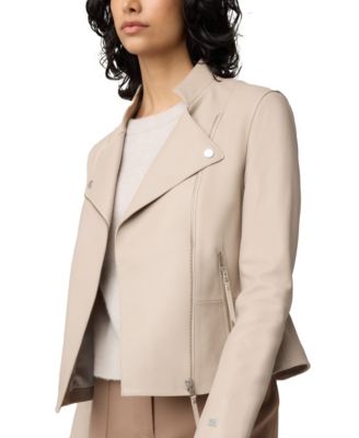 Women's SASKIA-L Slim-Fit Leather Jacket With Stand Collar