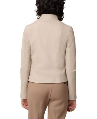 Women's SASKIA-L Slim-Fit Leather Jacket With Stand Collar