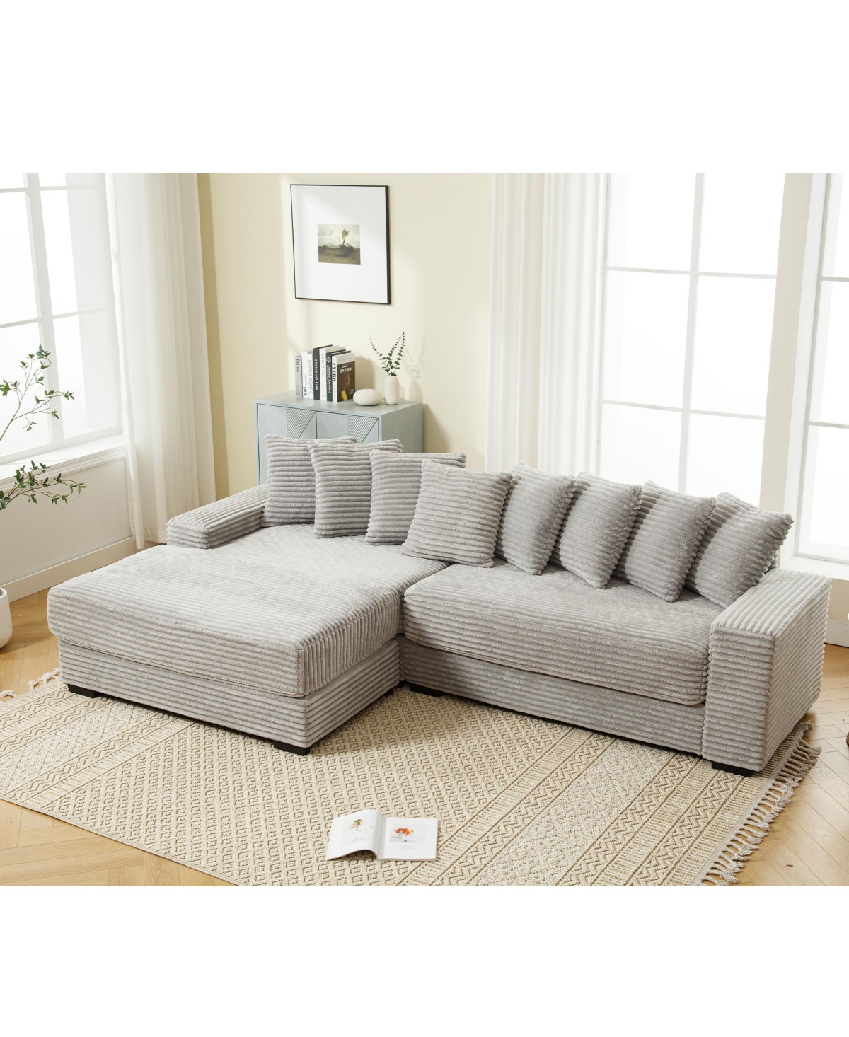 Streamdale Furniture Oversized, Cozy L-Shaped Sofa with Armrests and Throw Pillows
