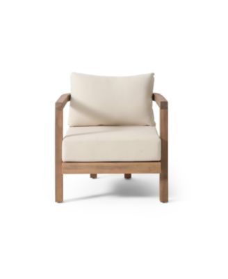 Streamdale Modern Acacia Wood Club Chair With Cushions (Set Of 2)