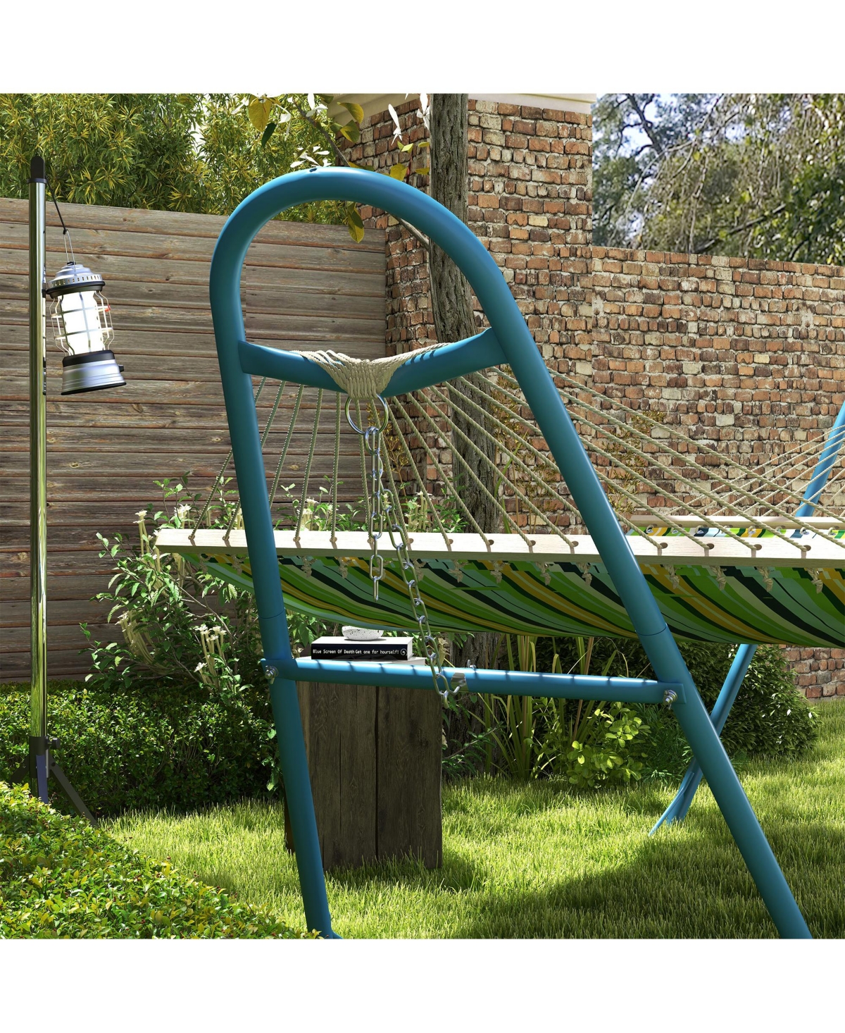 Adjustable Steel Hammock Stand for 9-14ft Hammocks in Blue