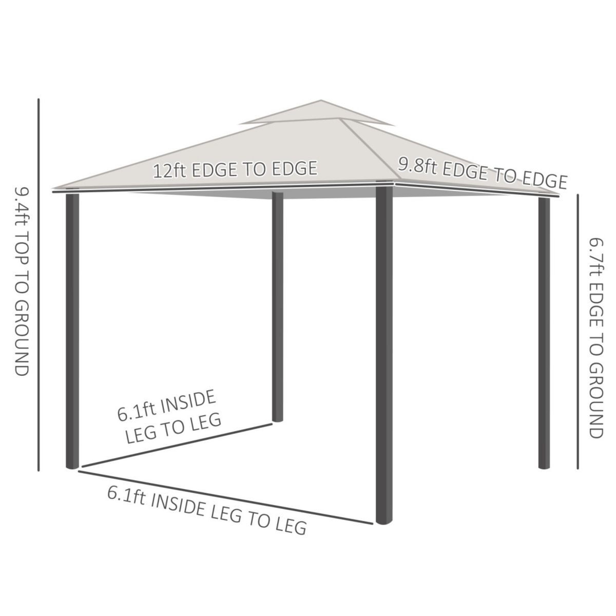 Streamdale Furniture 10' x 12' Patio Gazebo with Netting and Metal Frame