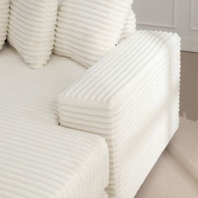 Oversized Velvet L-Shaped Corner Sofa with Pillows