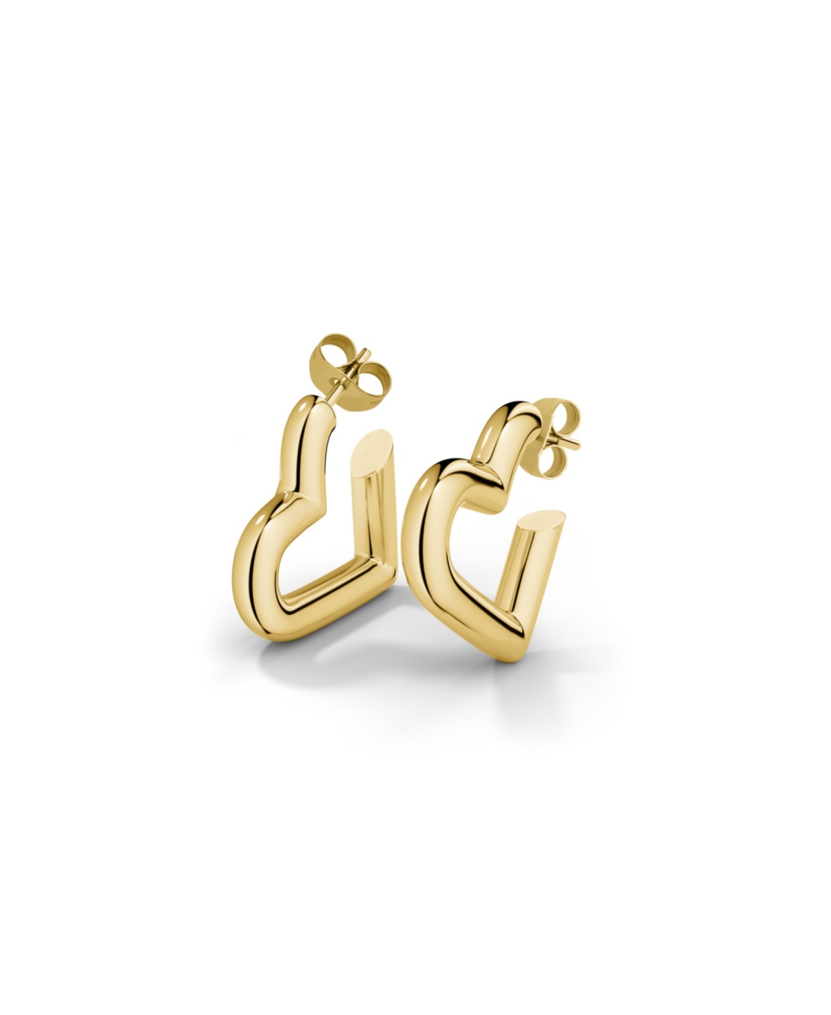 Heart Hoops Gold In 14K Yellow Gold Plated Stainless Steel - Gold