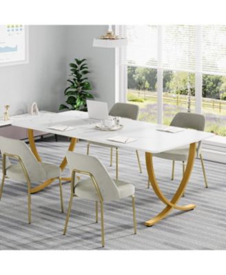 Executive Desk, 63” W x 31.5” D Large Office Desk, Modern Computer Desk Conference Table Meeting Room Table, Business Furniture