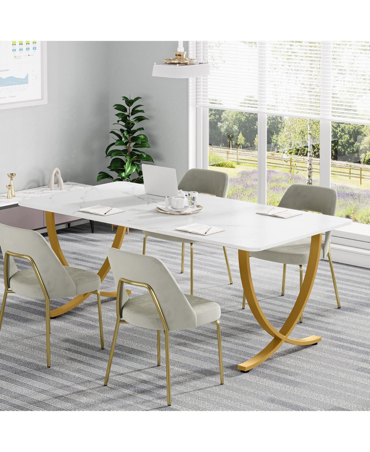 Tribesigns Executive Desk, 63” W x 31.5” D Office Desk, Modern Computer Desk Conference Table Meeting Room Table, Business Furnitu