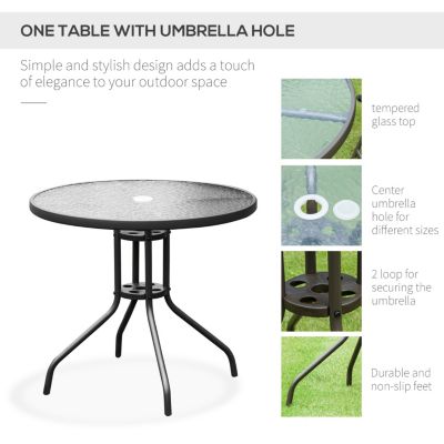 6pc Patio Dining Set with Umbrella for 4: Table, Chairs & Glass