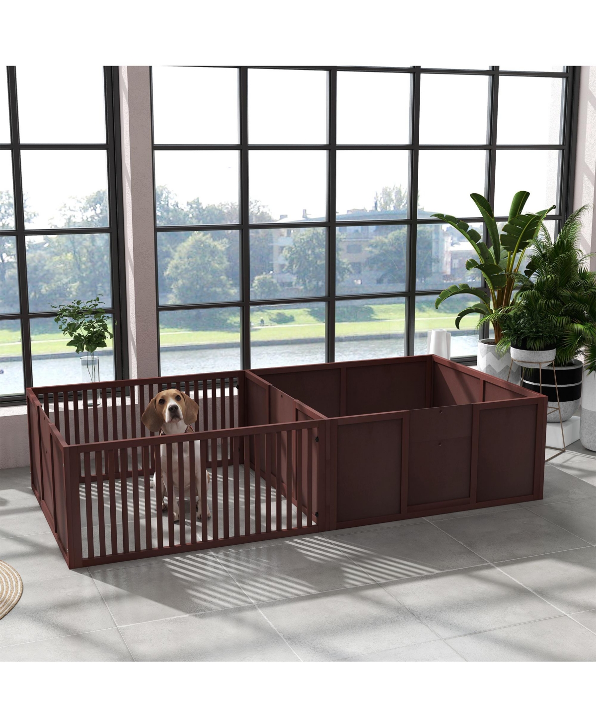 Streamdale Furniture Cozy Whelping Box with Removable Doors and Puppy Playpen