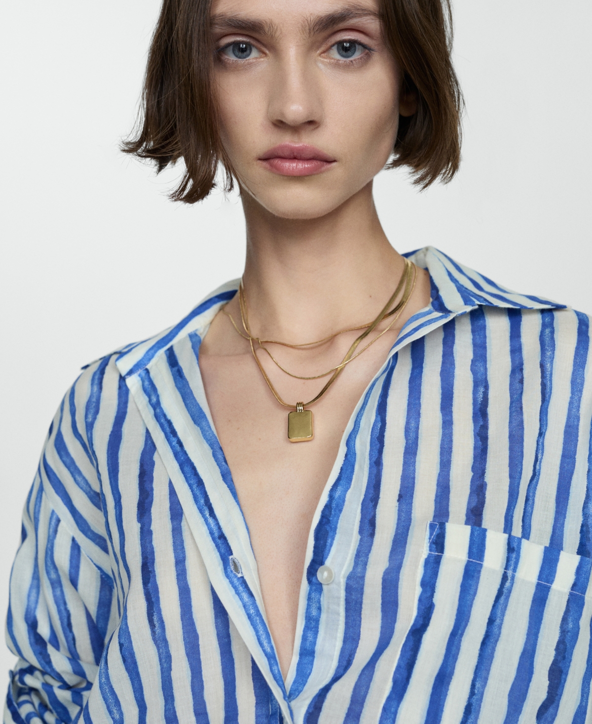 Mango 100% Cotton Striped Shirt Off White In Off White