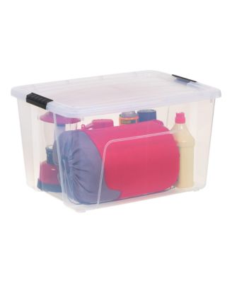 IRIS USA, 60 Quart Stack &amp; Pull Plastic Storage Box with Buckles and Lid, Clear