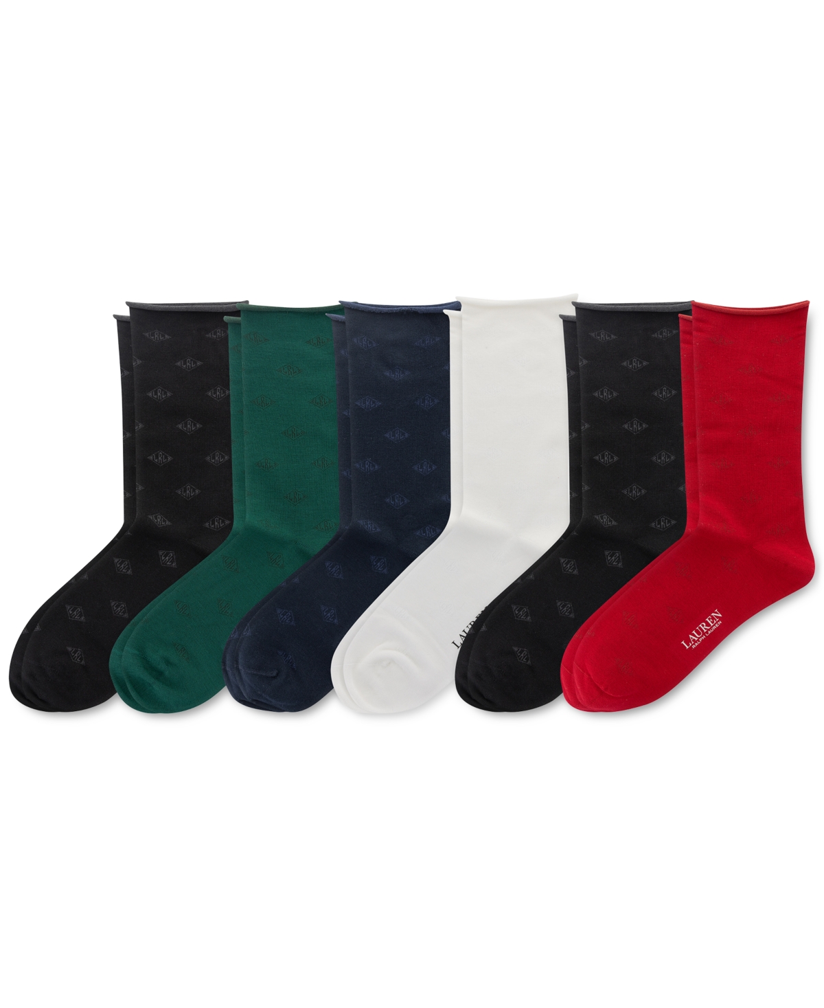Ralph Lauren Women's 6-pk. Deco Roll-top Slack Socks In Assorted